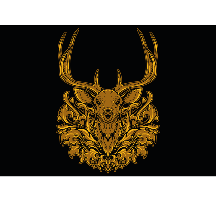 Golden Stag ornamental wall mural - TenStickers