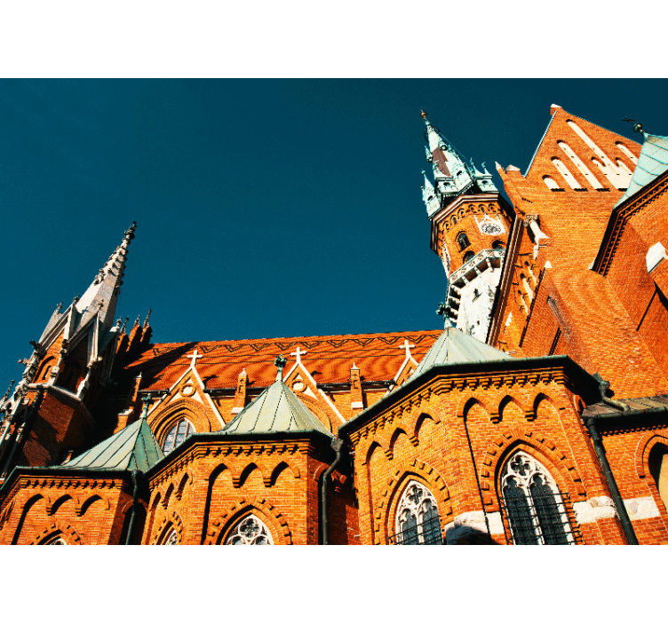 City wall mural historic red brick architecture - TenStickers