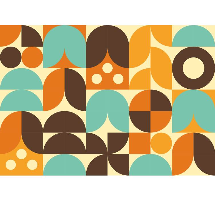 Geometric 70's abstract forms wall mural vintage - TenStickers