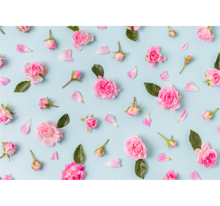 Different roses blue background rose wall mural - TenStickers
