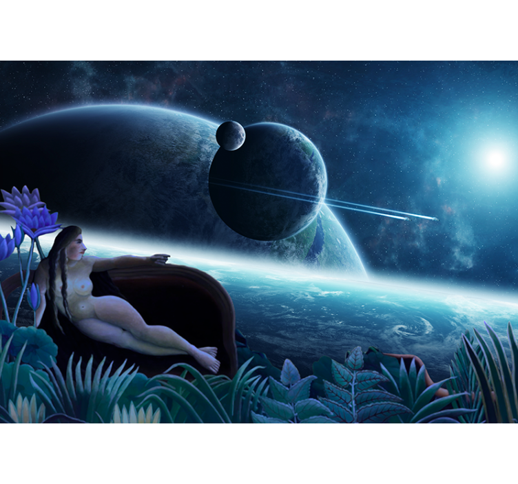 Dream of Rosseau forest with space planet mural - TenStickers