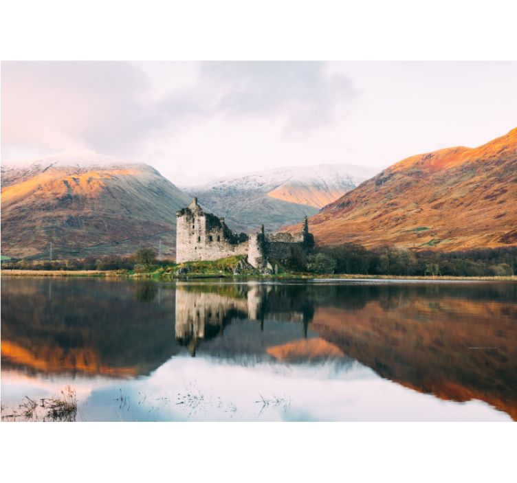 Scottish castle reflection landscape wall mural - TenStickers