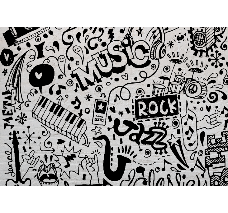 Music wall mural musical vibes artwork - TenStickers
