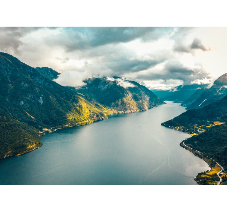 Summer fjord view wall mural mountain - TenStickers