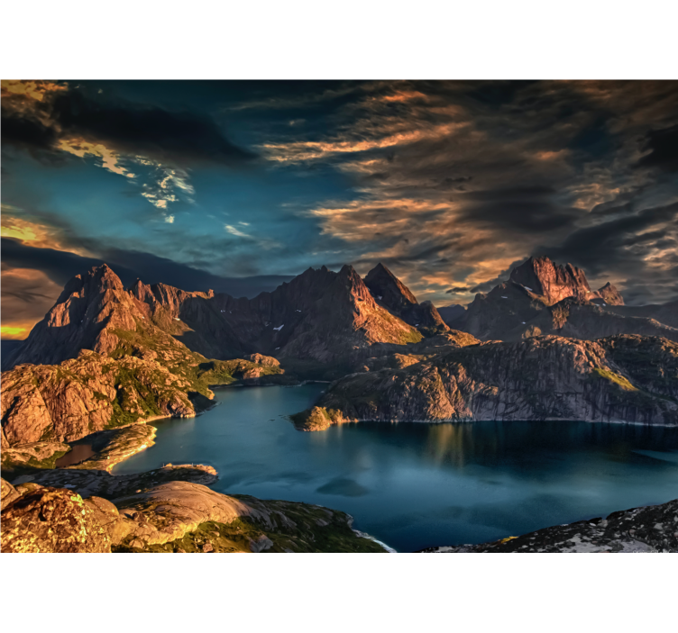 Majestic mountain lake landscape wall mural - TenStickers
