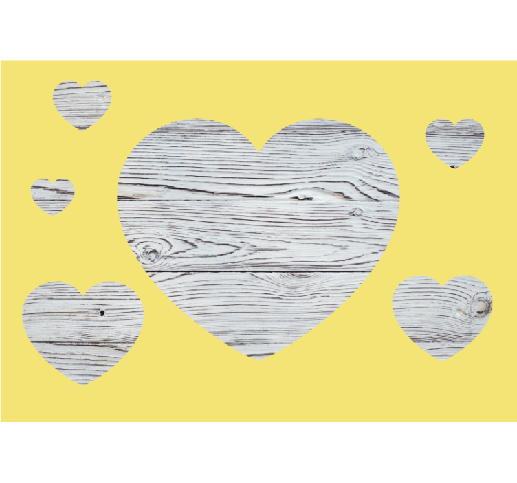 Pantone wooden hearts romantic wallpaper photo - TenStickers