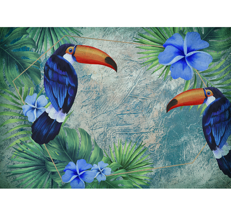 Couple toucans in rainforest nature wall mural - TenStickers