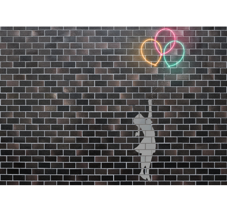 Graffiti wall mural girl reaching balloons - TenStickers