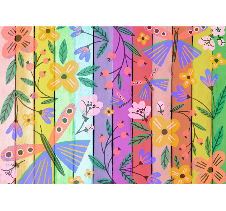 Flower wall mural with lively botanical designs - TenStickers