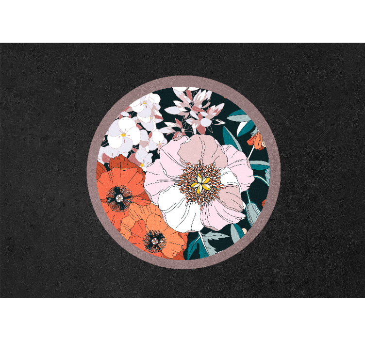 Flower wall mural floral circle design - TenStickers