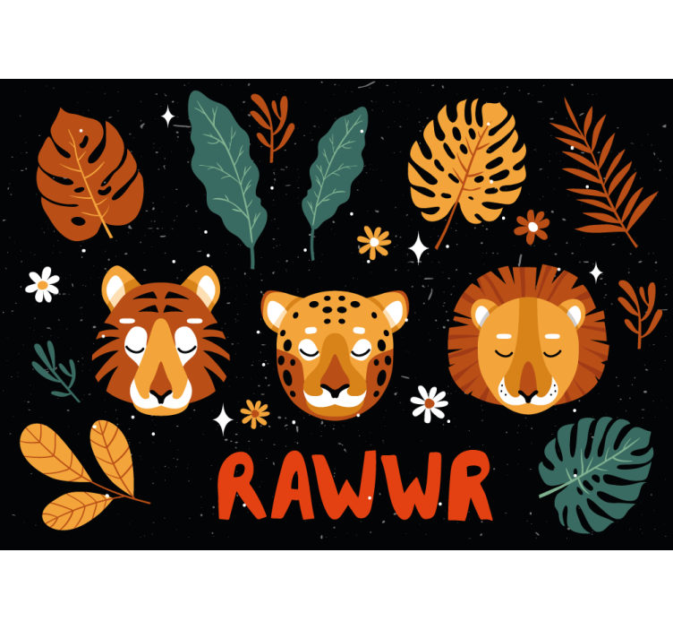 Childrens wall mural playful jungle animals - TenStickers