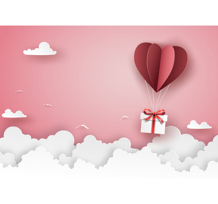 Hot air balloon with gift box Kids wall Murals - TenStickers