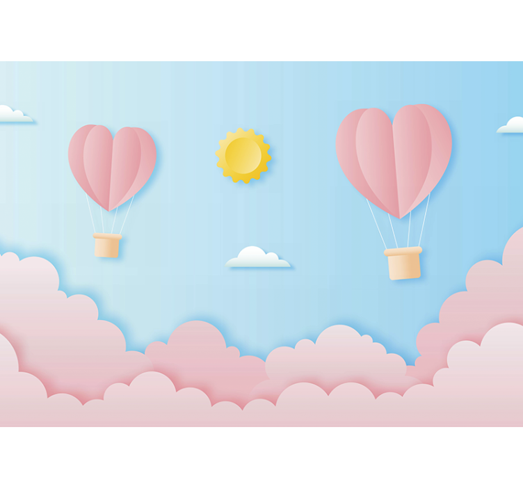 Romantic wall mural heart-shaped balloons - TenStickers