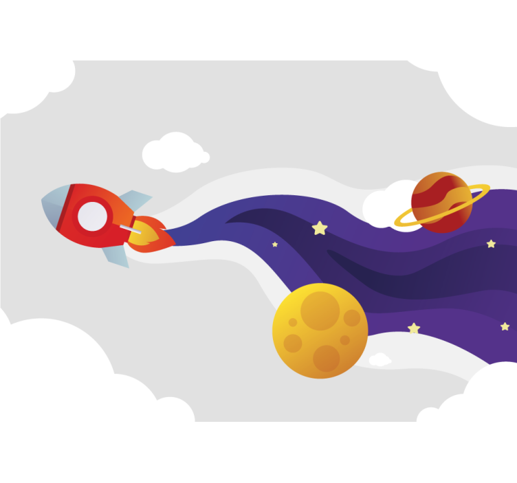 Cartoon launching rocket to space wall Murals - TenStickers