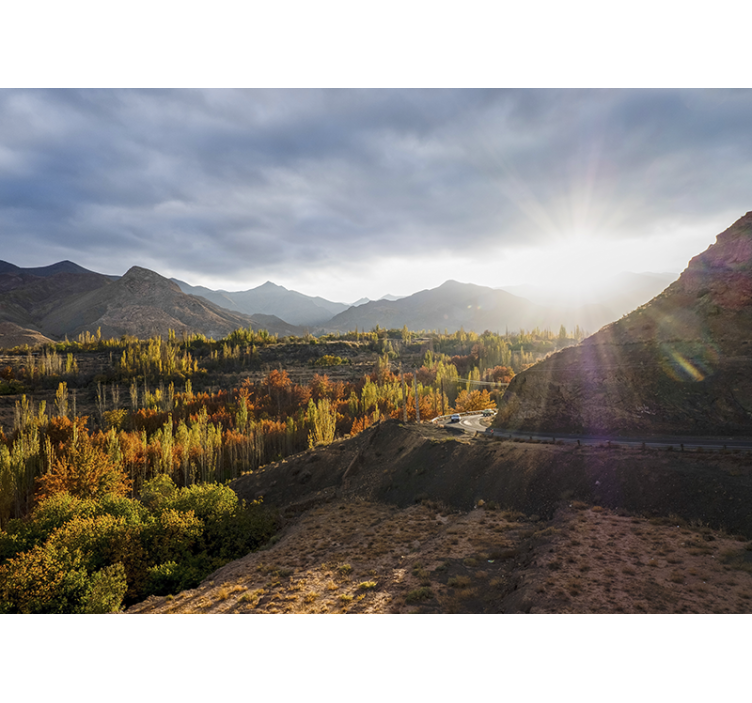 Landscape wall mural mountainous autumn view - TenStickers