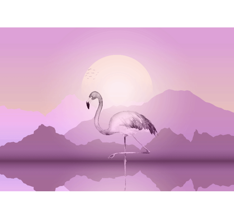 Animals wall mural elegant flamingo silhouette - TenStickers