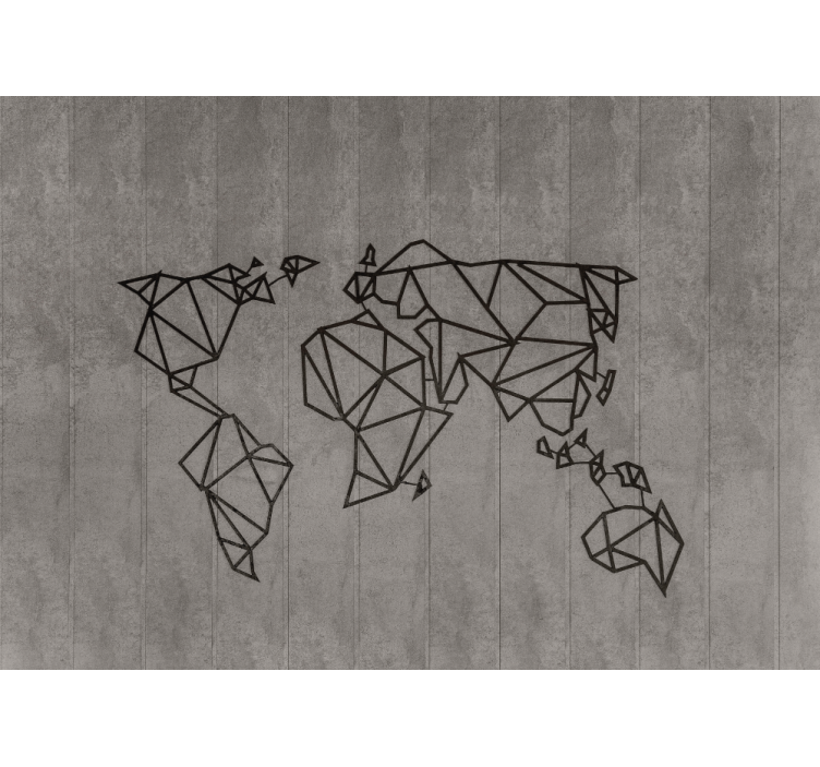 Gray and black world map 3D Wall Mural - TenStickers