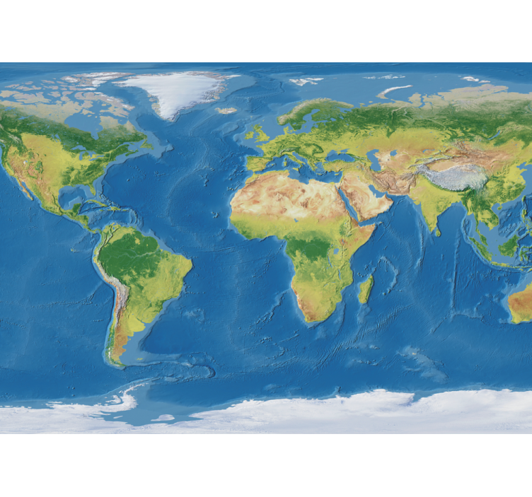 Geographic realistic world map 3D Wall Mural - TenStickers