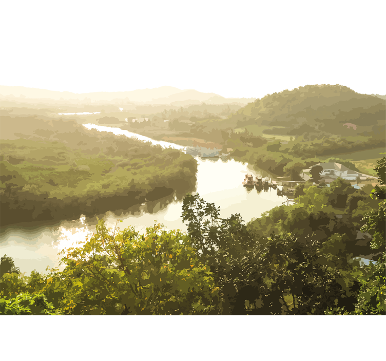 Landscape wall mural serene river scene - TenStickers