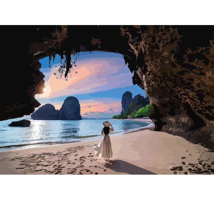 Serene beach escape landscape wall mural - TenStickers