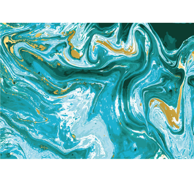 Abstract wall mural flowing turquoise waves - TenStickers