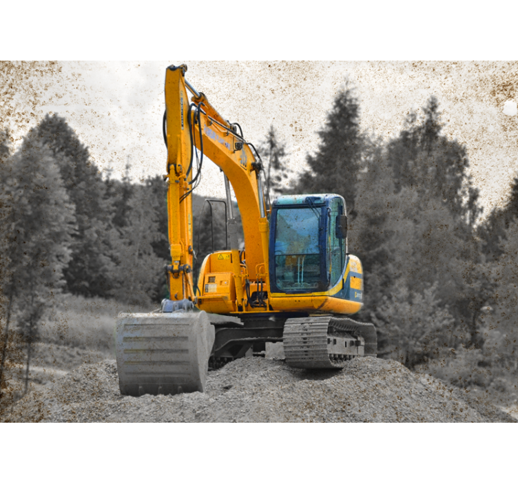 Wall mural vehicle excavator machinery scene - TenStickers