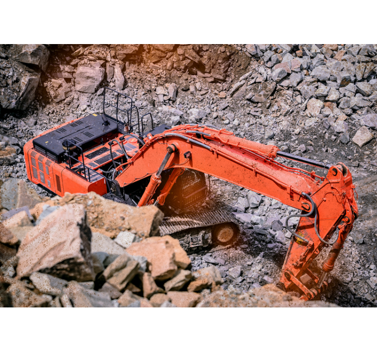 Excavator picking up rocks photo wallpaper - TenStickers
