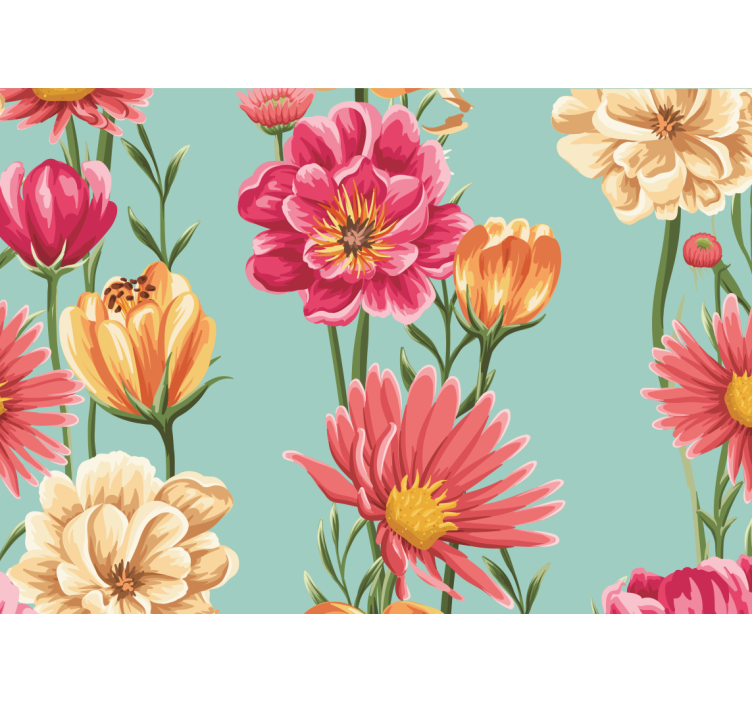 Colorful flowers flower wall mural - TenStickers