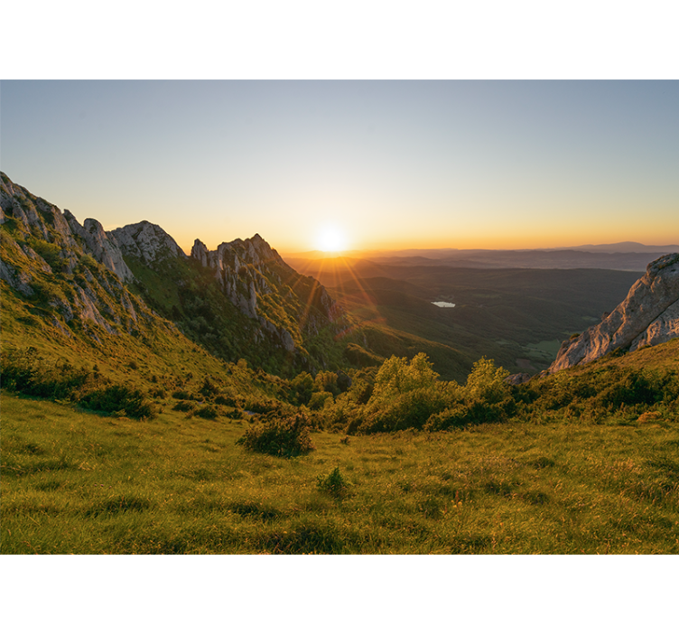 Sunset over mountains landscape wall mural - TenStickers