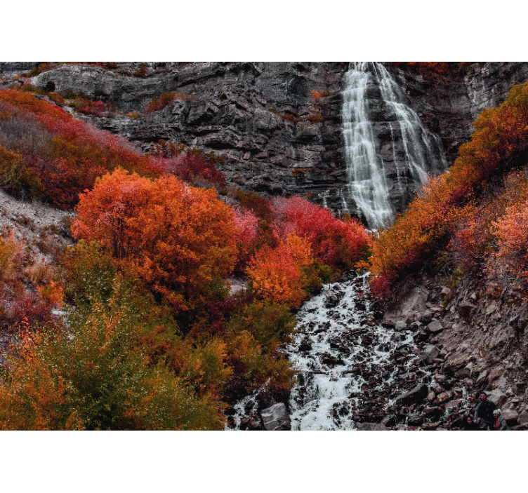 Wall mural waterfall autumn waterfall scene - TenStickers