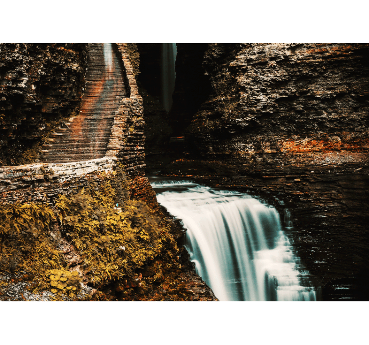 Landscape wall mural flowing waterfall scene - TenStickers