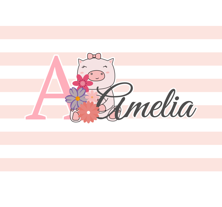 Cute animals piggy with name Kids wall Murals - TenStickers