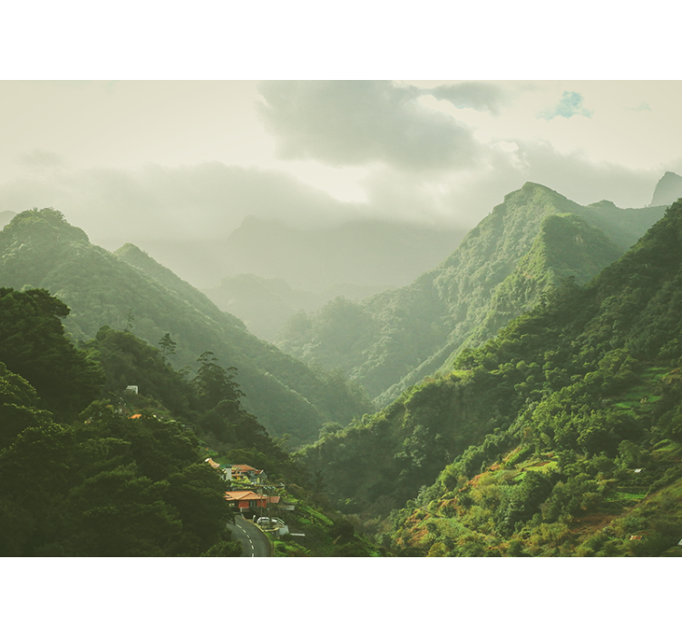 Landscape wall mural mountain valley view - TenStickers