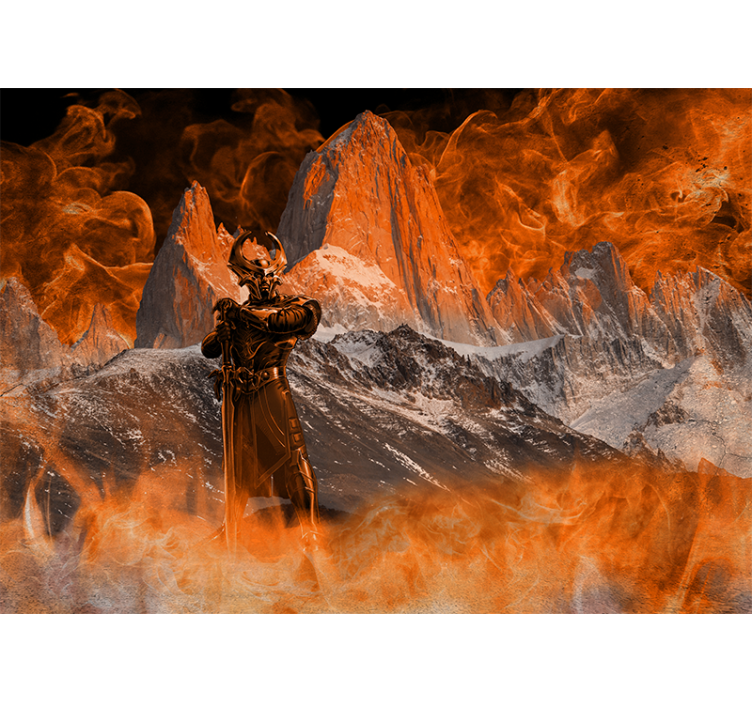 Wall mural fantasy dramatic fiery landscape - TenStickers