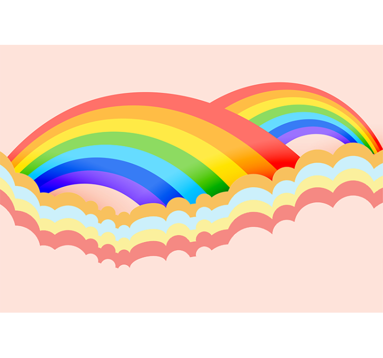 Rainbow background with clouds Kids wall Murals - TenStickers