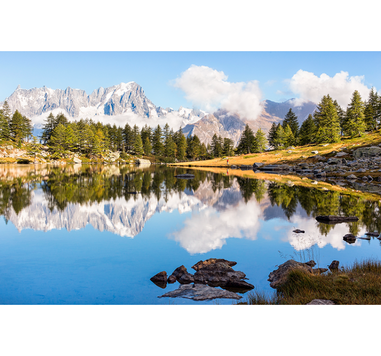 Mountain reflection scenery landscape wall mural - TenStickers