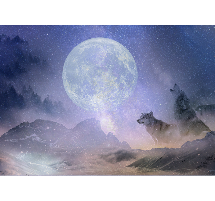 Wolf couple looking to space nature wall mural - TenStickers