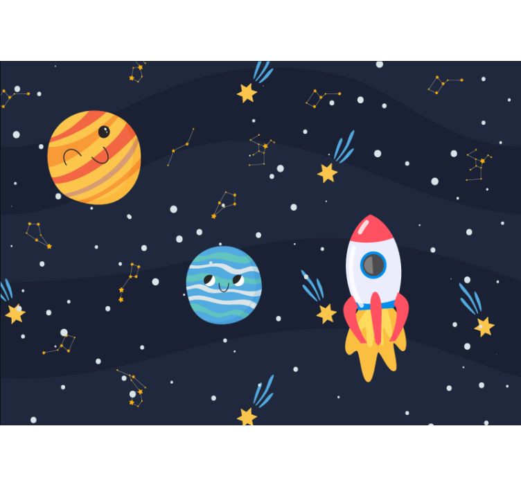 Space wall mural playful planetary adventure - TenStickers