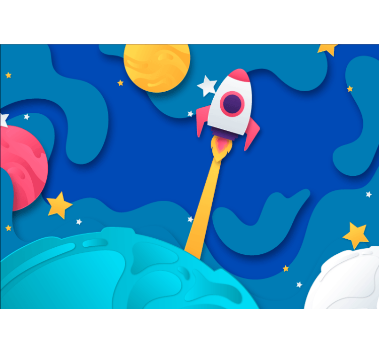 Wall mural fantasy rocket launching adventure - TenStickers