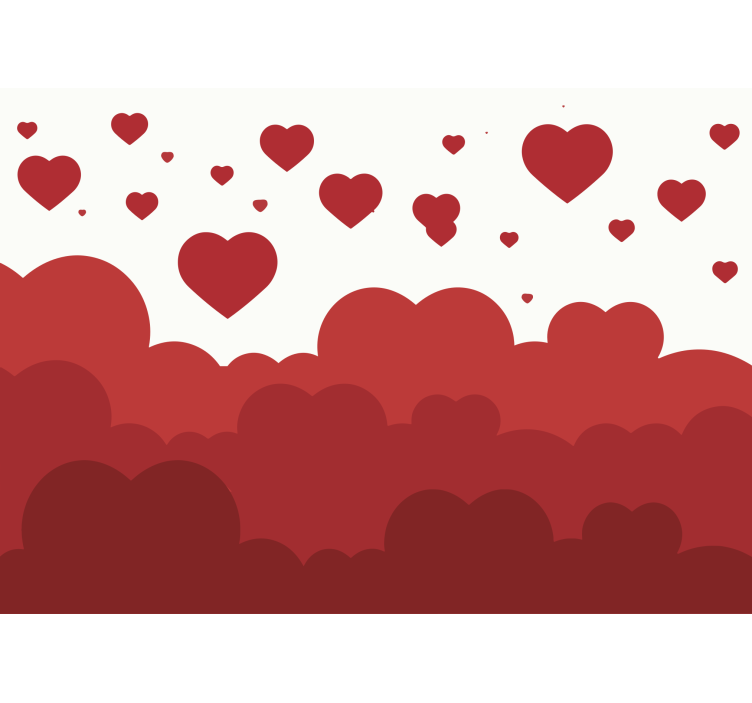 Red heart cloud pattern Kids wall Murals - TenStickers