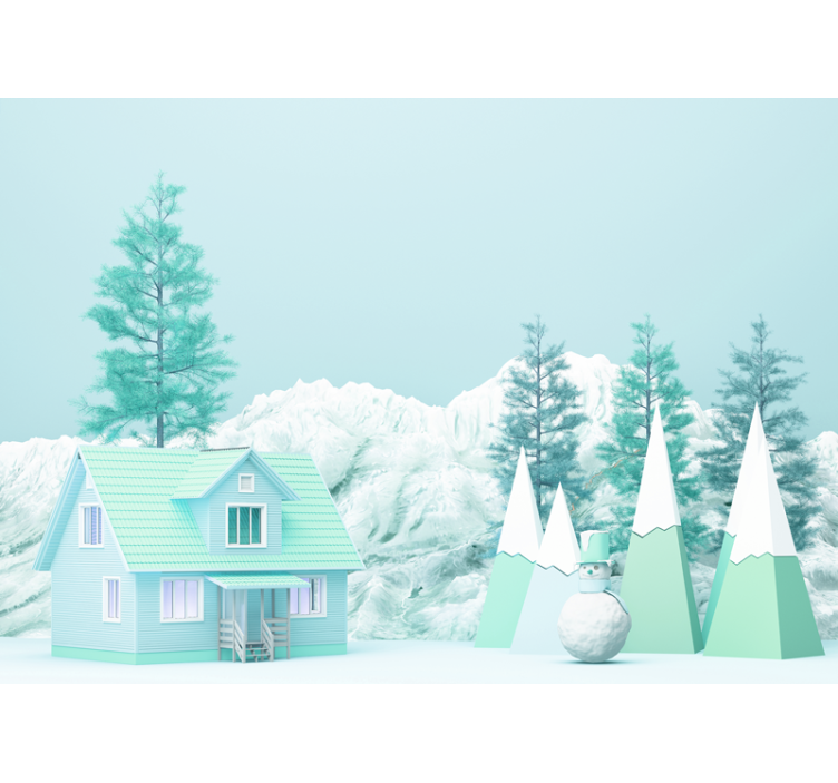 Winter landscape scene wall mural nature - TenStickers