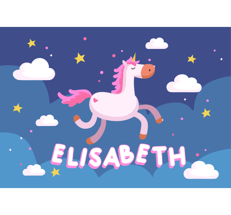 Personalised unicorn pink hair wall mural - TenStickers