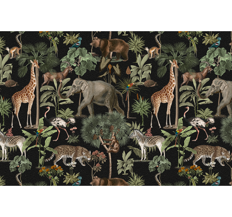 Animals wall mural wildlife jungle scene - TenStickers