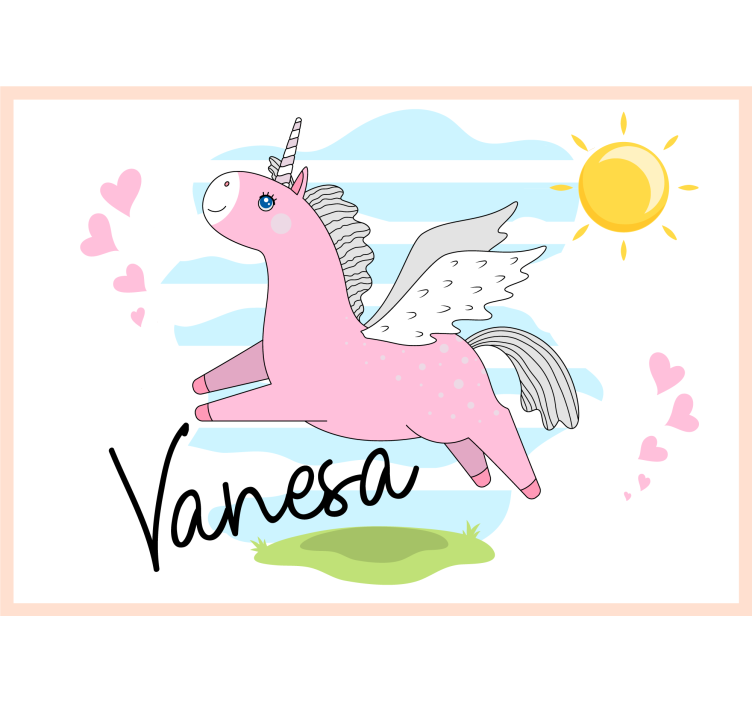 Romantic wall mural pink unicorn adventure - TenStickers