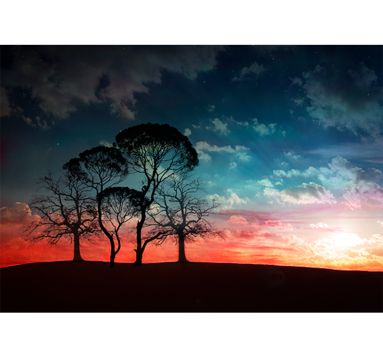 Wall mural trees silhouette tree sunset - TenStickers