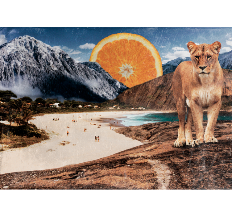Animals wall mural lion beach scene - TenStickers