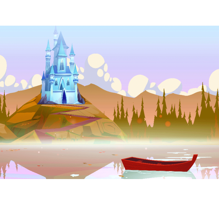 Wall mural fantasy castle reflection scene - TenStickers