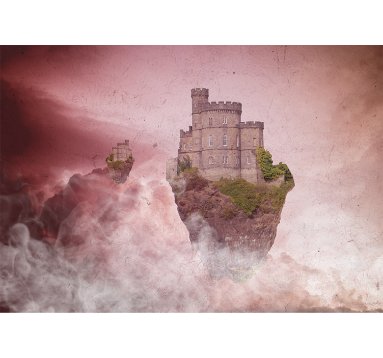 Wall mural fantasy floating castle landscape - TenStickers