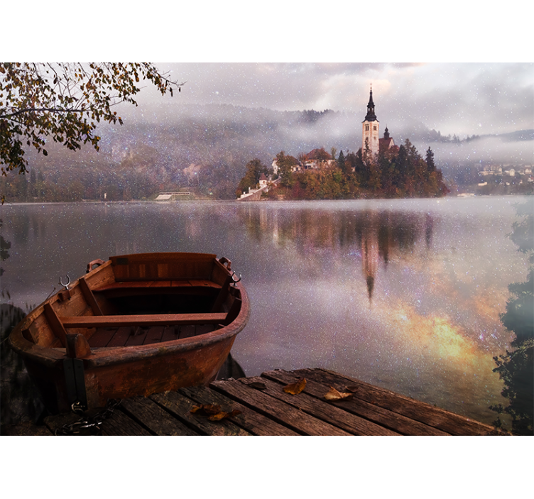 Landscape wall mural tranquil lake scene - TenStickers