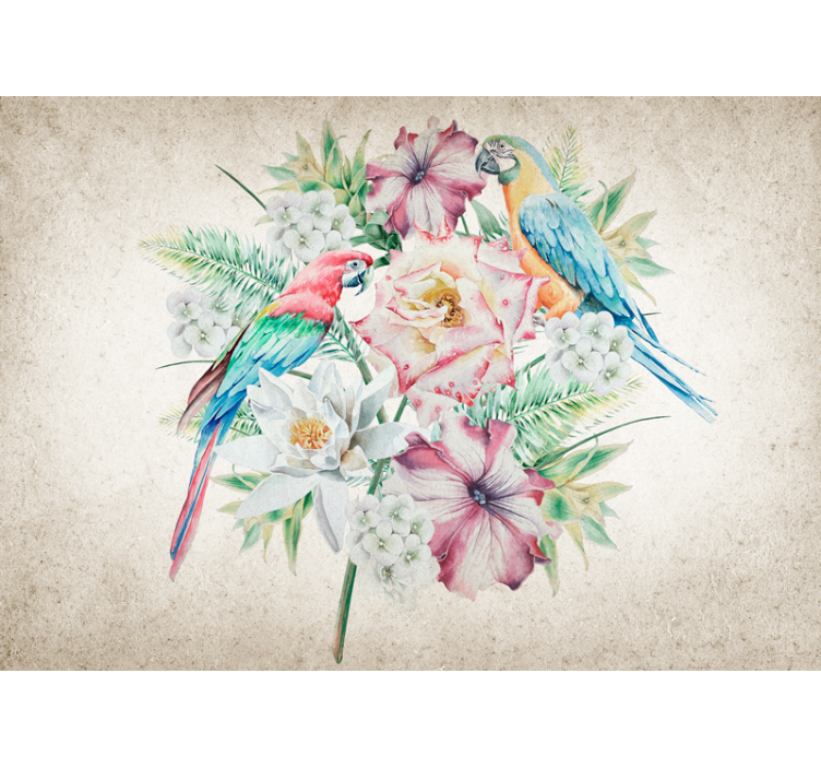 Animals wall mural colorful tropical birds - TenStickers